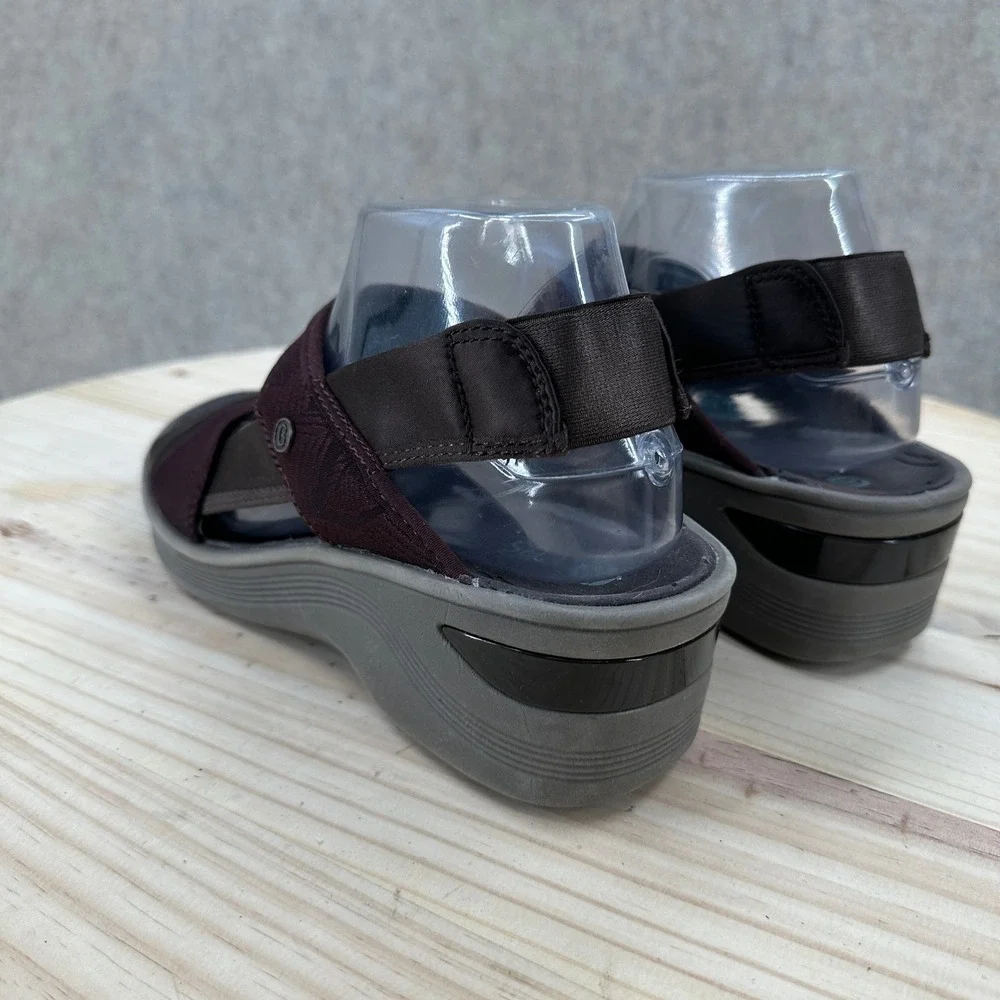 NEW Bzees Dashing Womens 9.5M Dark Plum Brown‎ Stretch Wedge Slingback Sandals